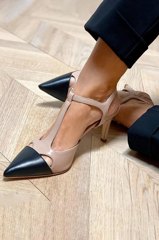 Elegancia-T-Bar Zapatos de Punta
