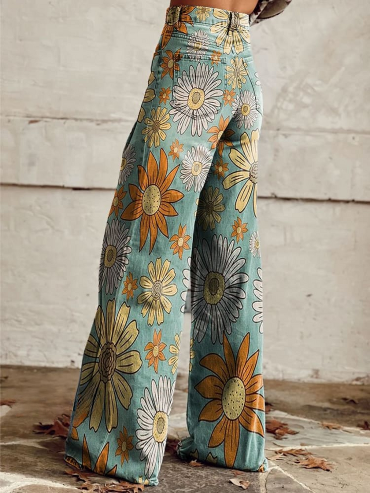 Pantalones Vintage Florales Elegantes