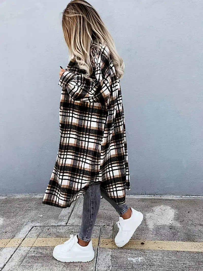 Chaqueta Larga Cuadros Cálida