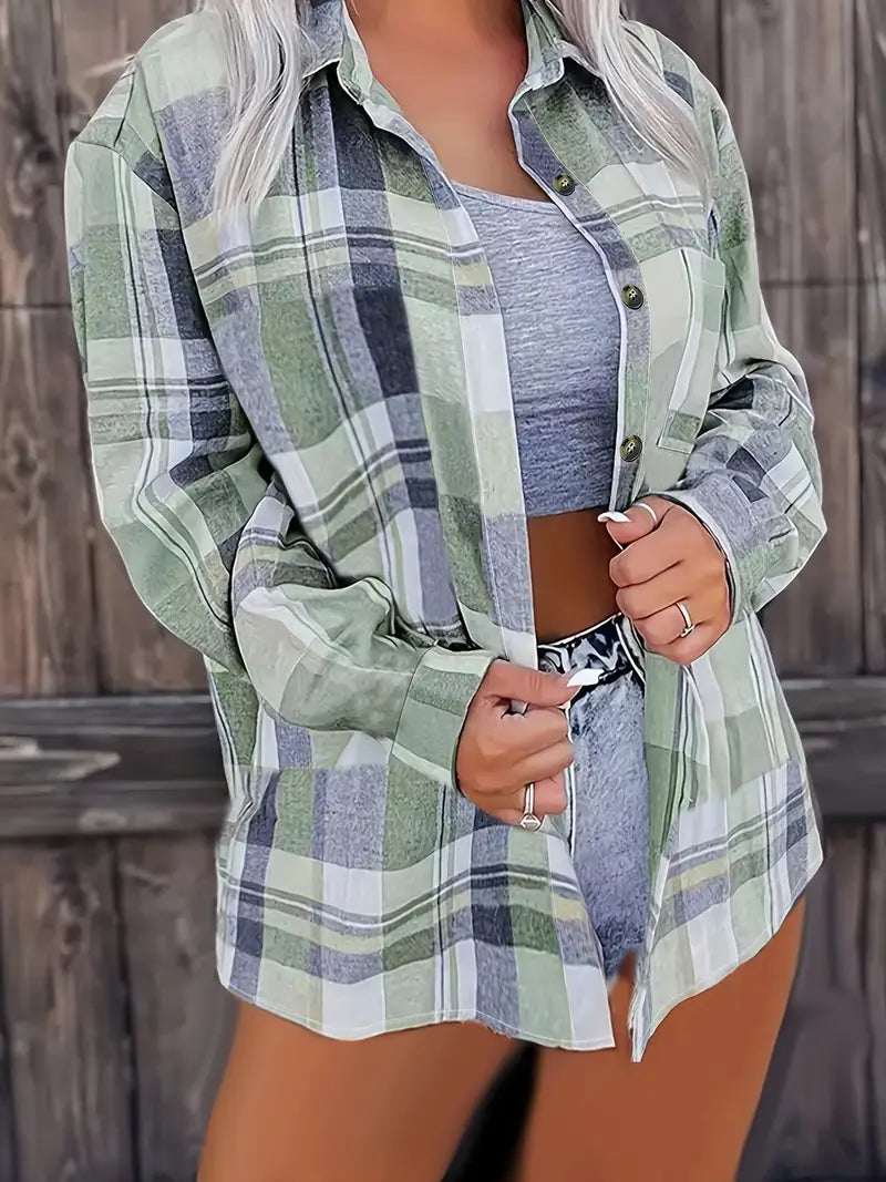 Blusa Cuadros Confort-Elástico