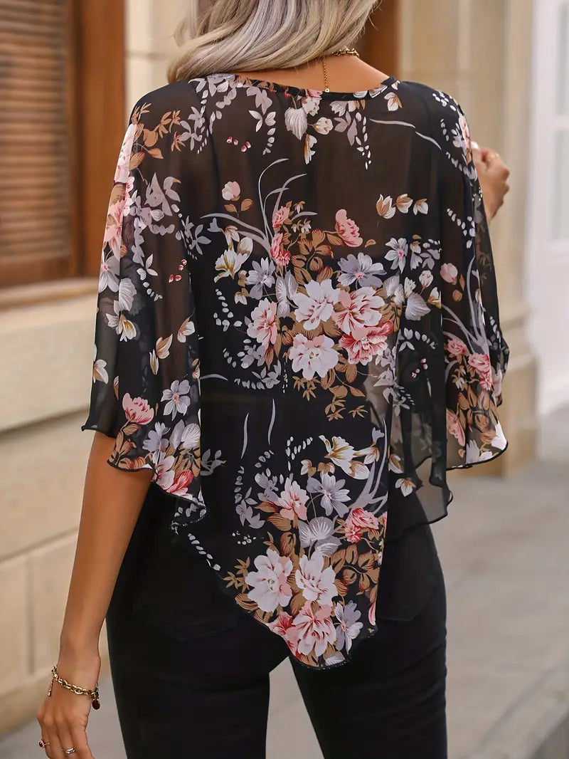 Blusa Floral Corte-Favorecedor