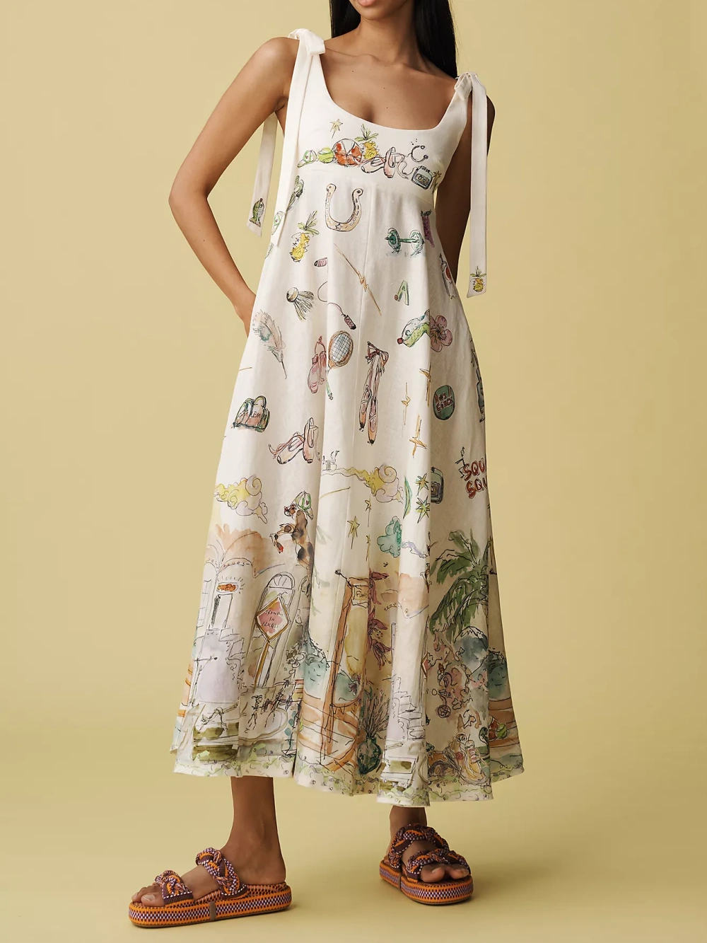 Vestido Midi con Cordones