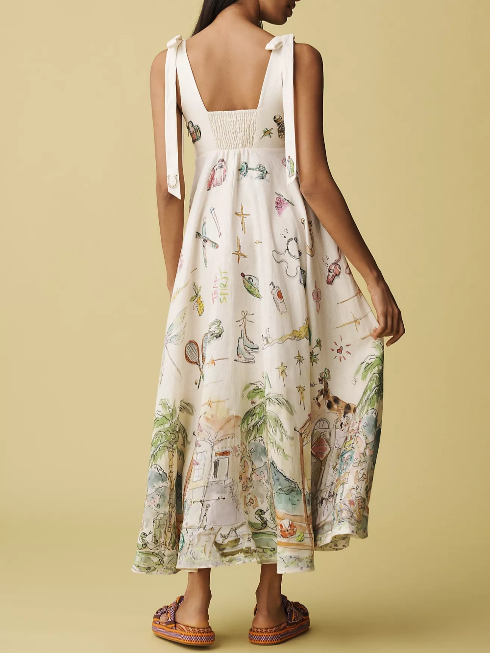Vestido Midi con Cordones