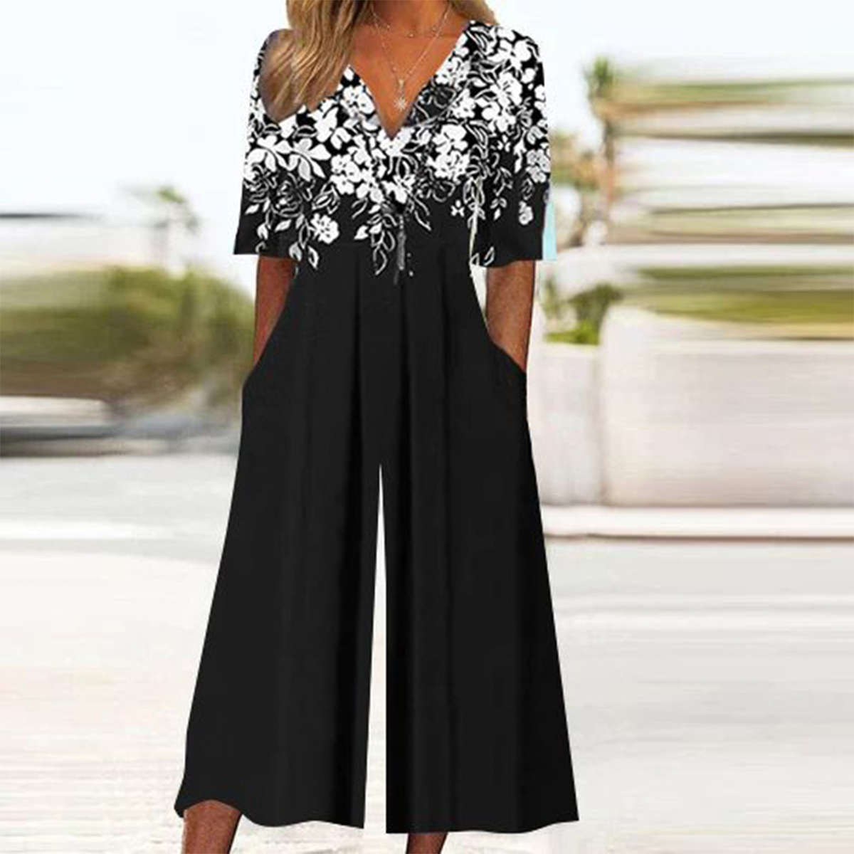 Mono Floral Negro Súper-Cómodo