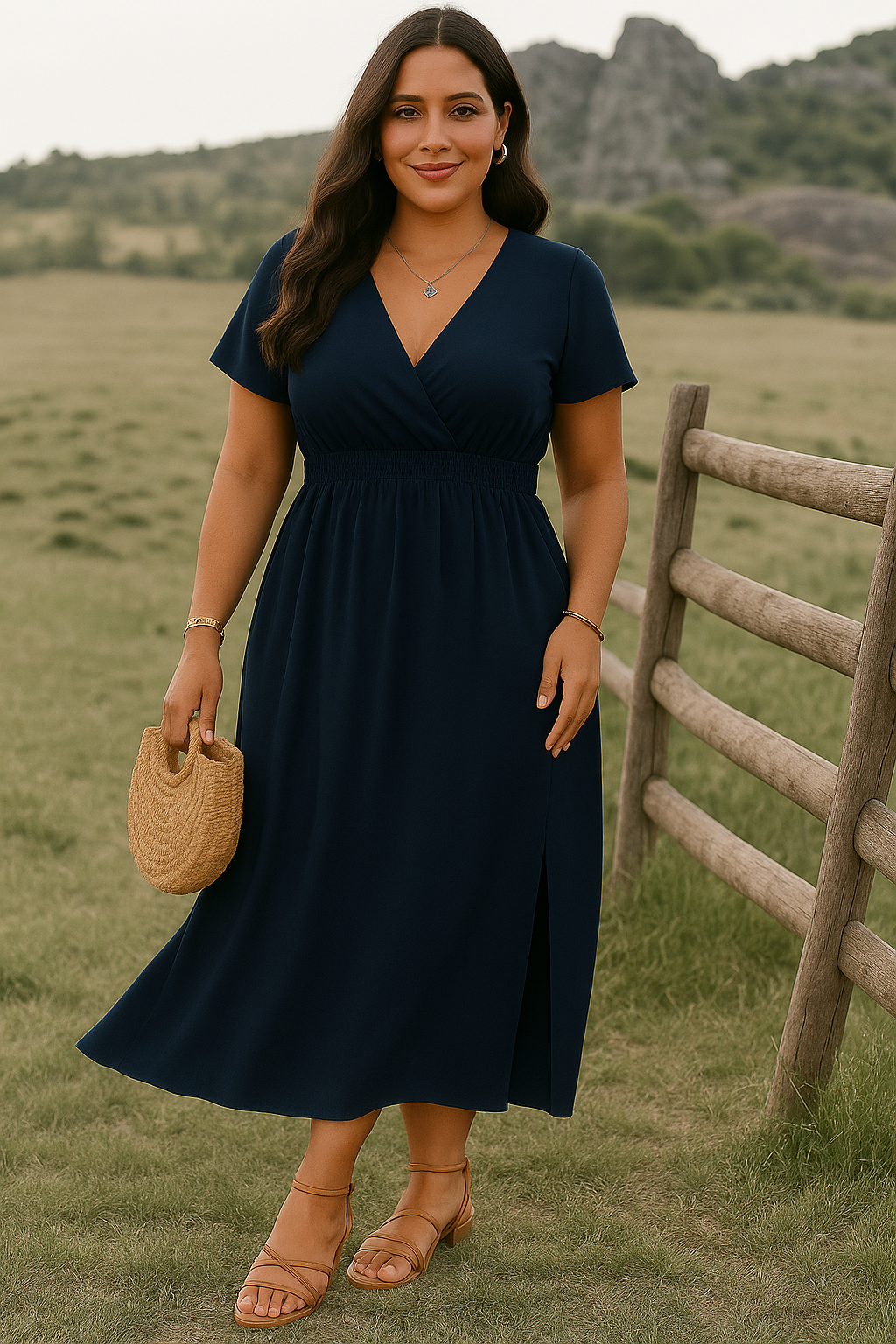 Vestido Moldura-Esbelta Midi