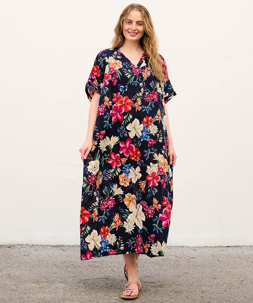 Vestido-Color Bolsillo Casual