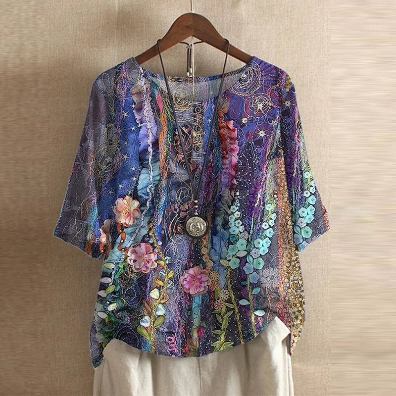 Blusa Floral Suave-Transpirable