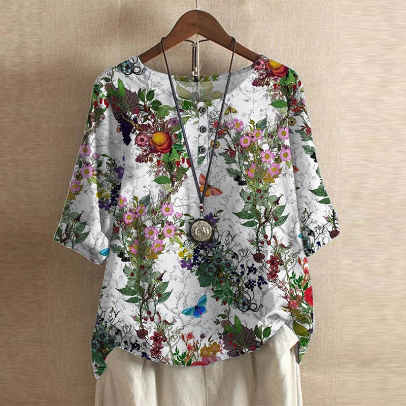 Blusa Floral Suave-Transpirable