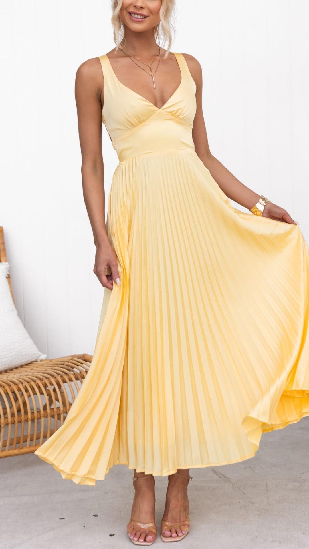 Vestido Maxi Amarillo Elegante