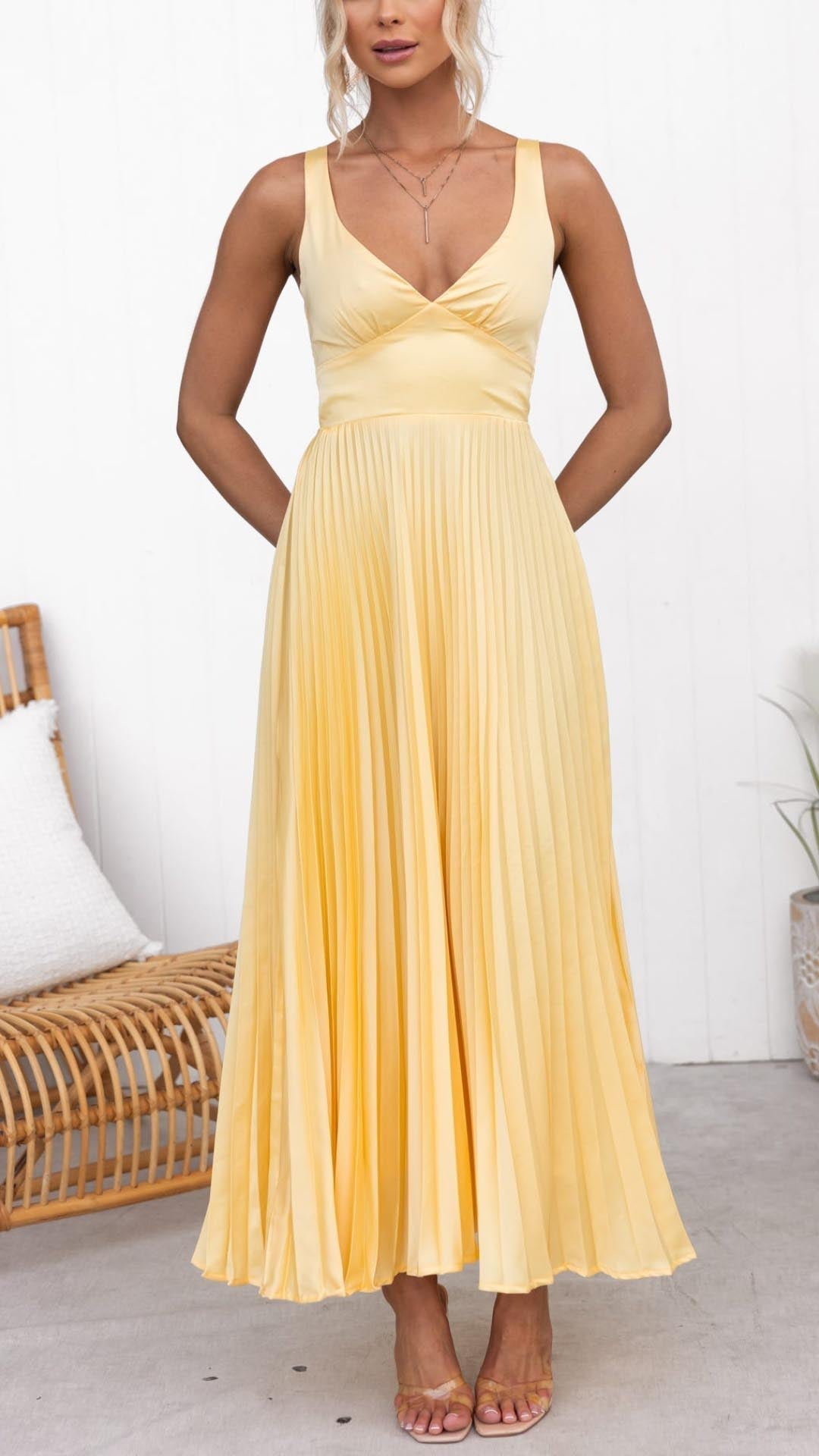 Vestido Maxi Amarillo Elegante