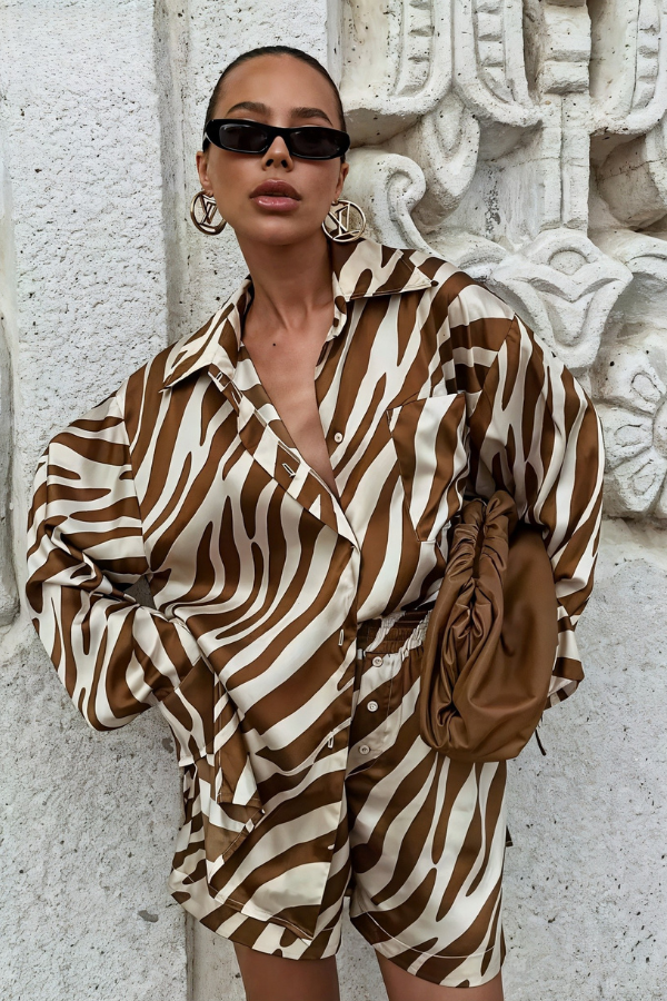 Elegant Zebra-Print Loungewear Set