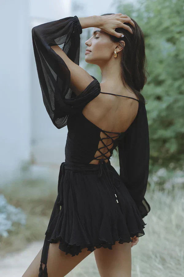 Vestido-Romántico V-Acentuado