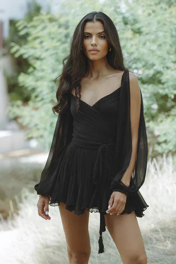 Vestido-Romántico V-Acentuado