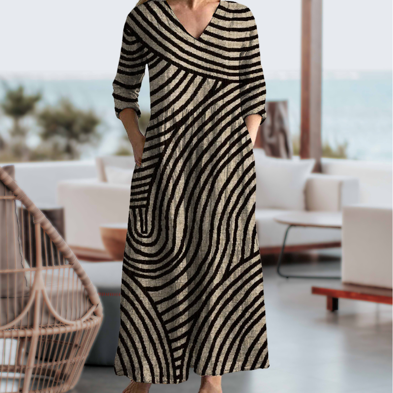 Sofisticado Vestido Rayas Vintage