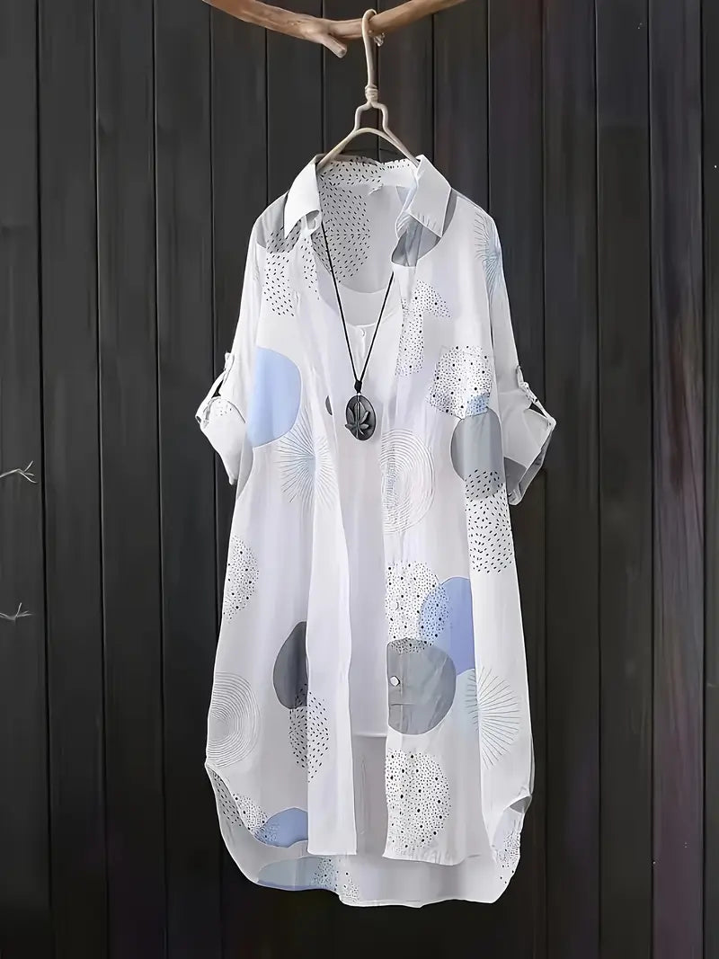 Blusa Geométrica Caída-Fluida
