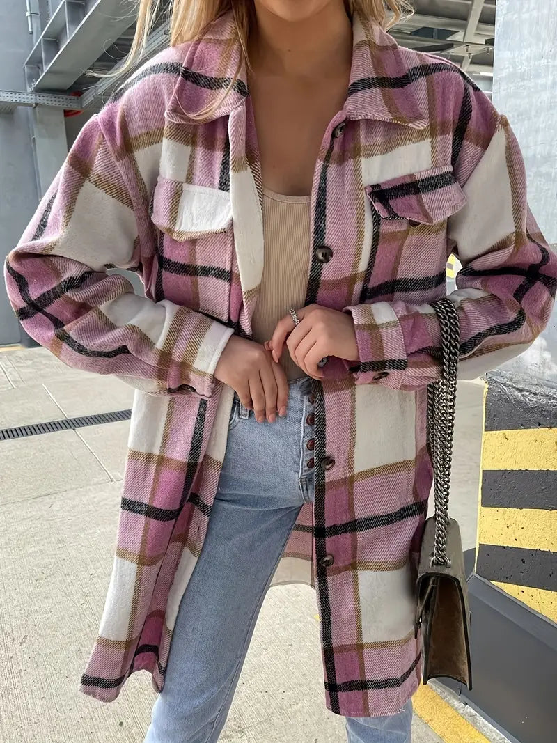 Chaqueta Larga Cuadros Cálida