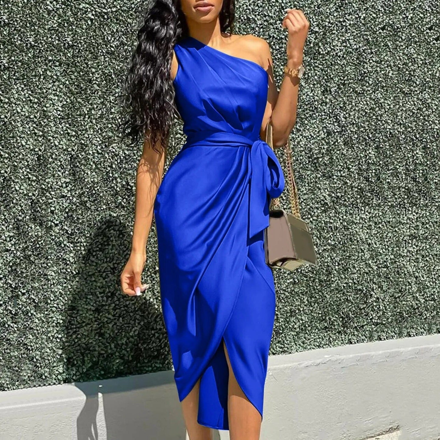 Maxi Vestido Seda Asimétrico Elegante