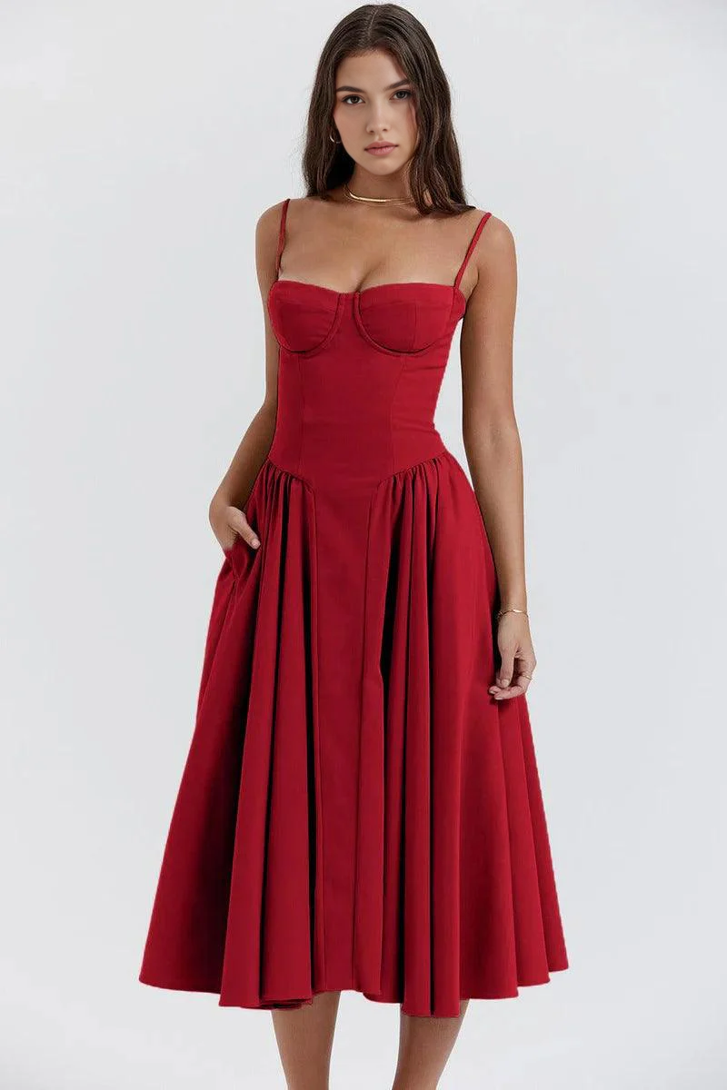 Elegant Waist-Cinch Midi Dress
