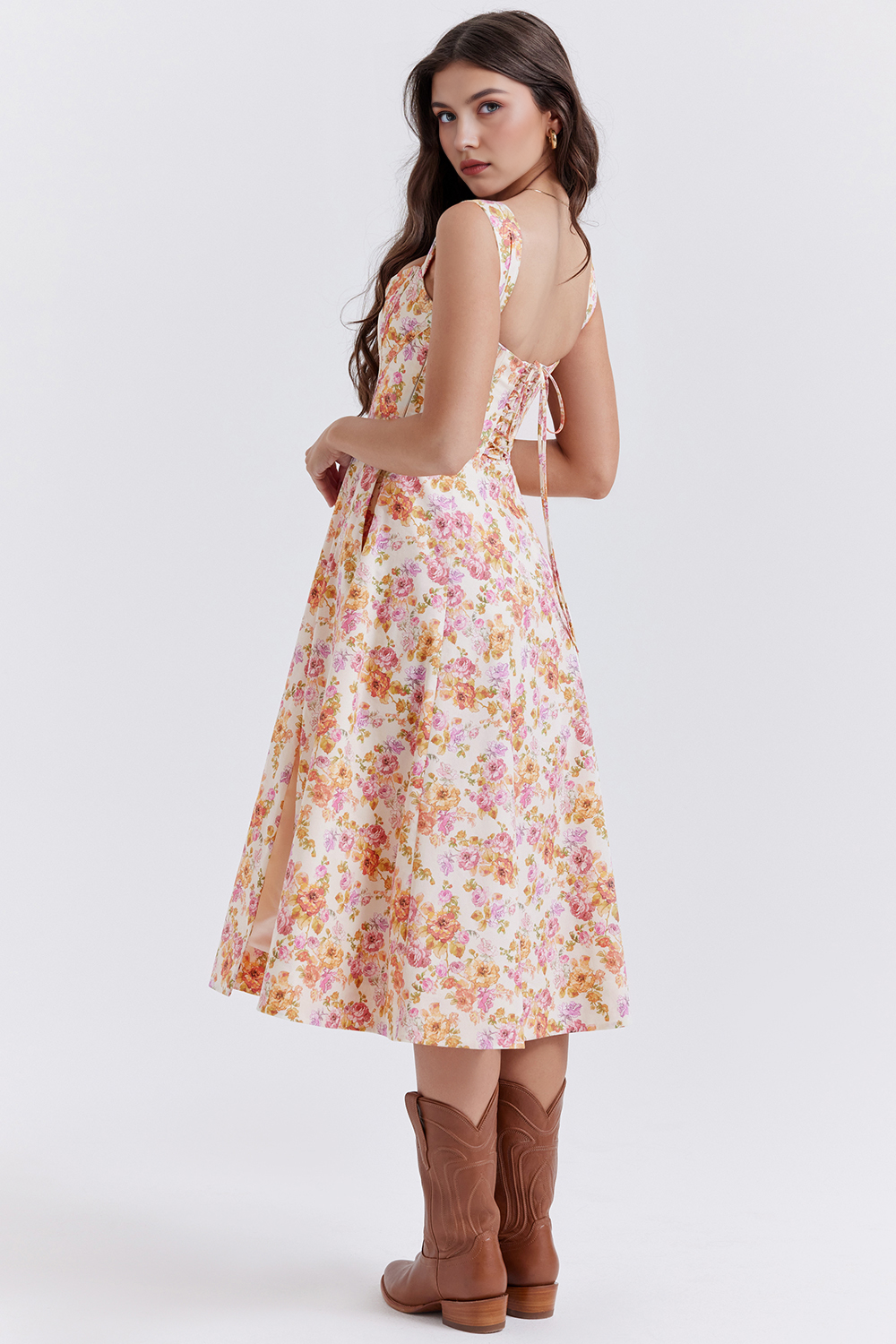 Elegancia Floral Midi Dress