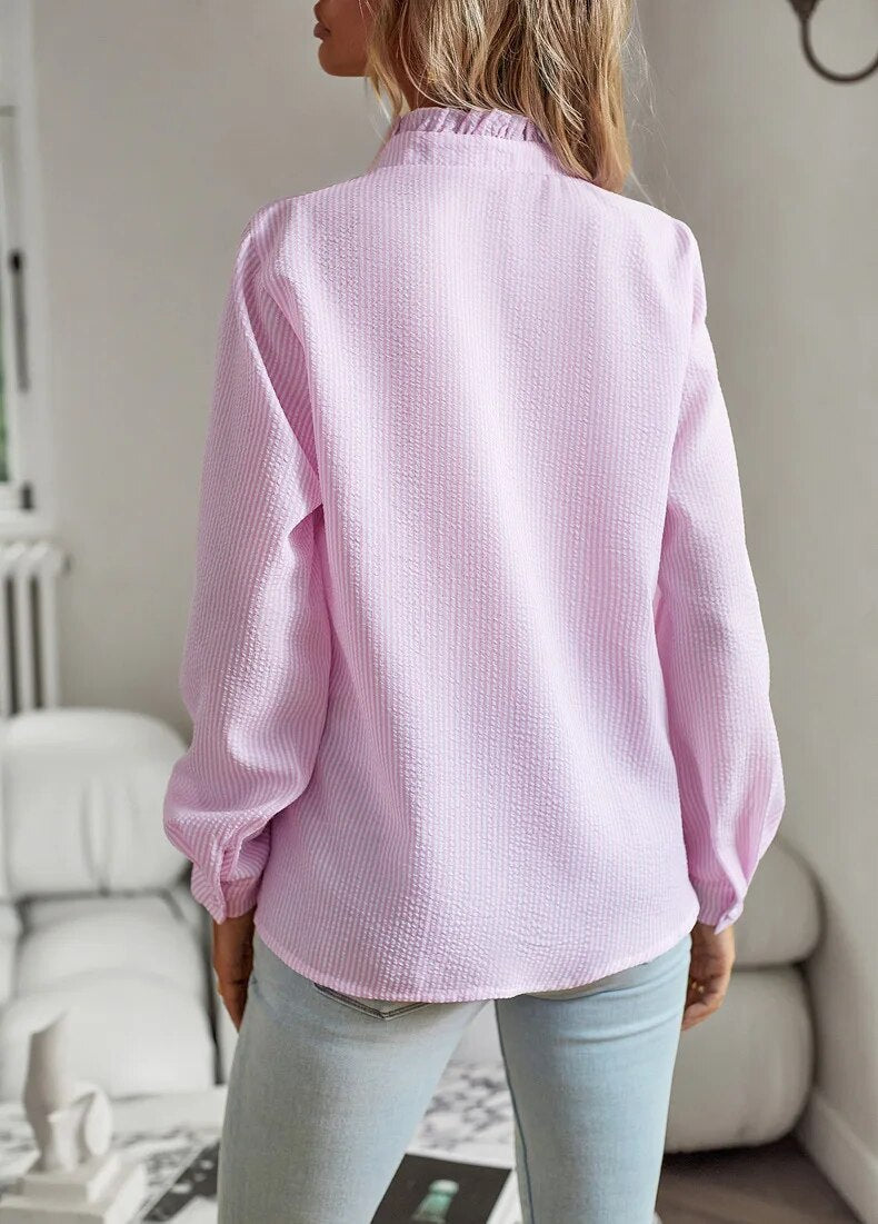 Elegancia-Ruffle Blusa