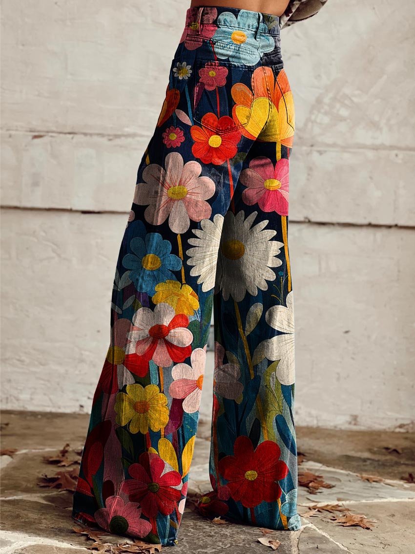 Pantalones Amplios Estampados Vibrantes