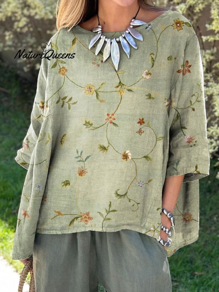 Falda De Algodón Retro Floral
