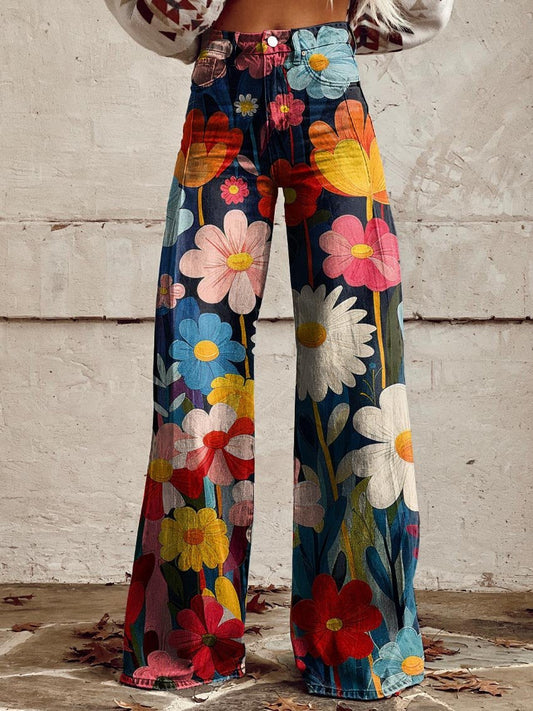 Pantalones Amplios Estampados Vibrantes