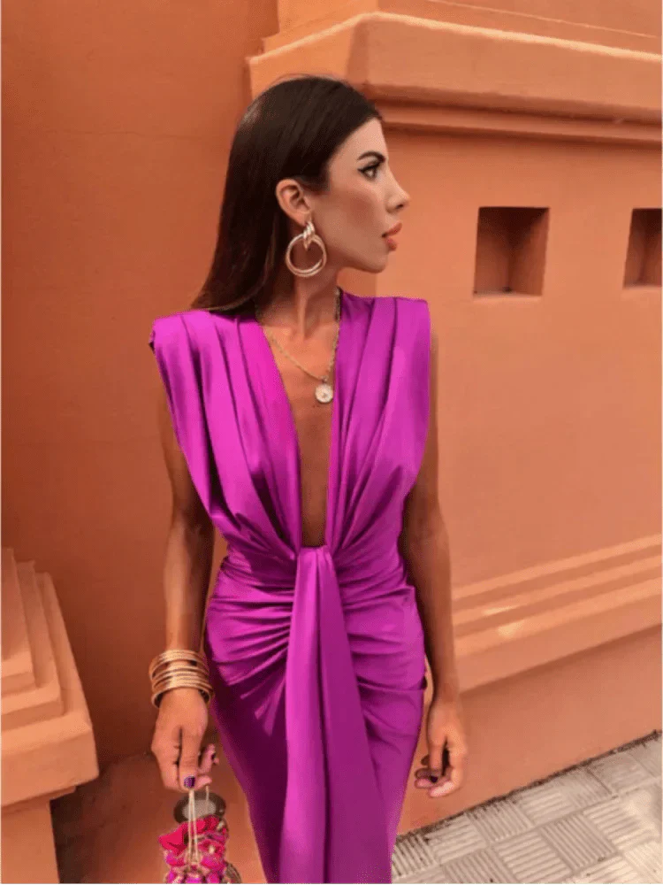 Vestido-Satén Elegante