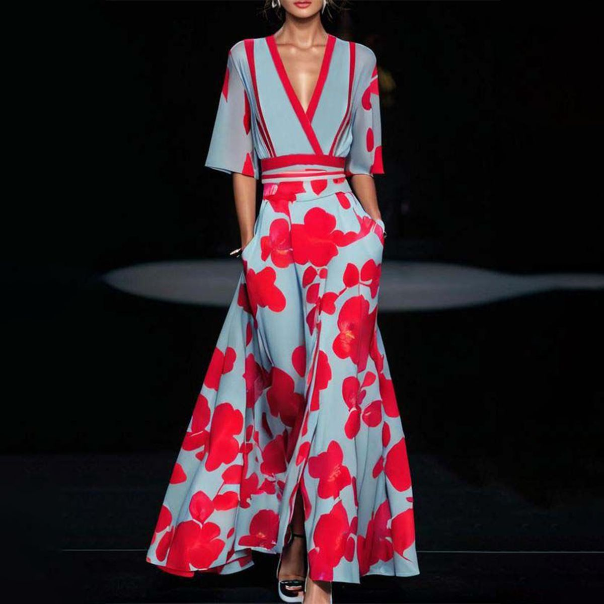 Elegancia Floral Vestido Largo