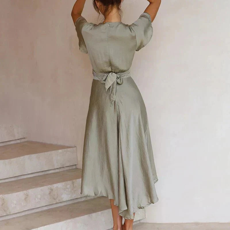 Vestido Midi Elegante Flutter-Mangas