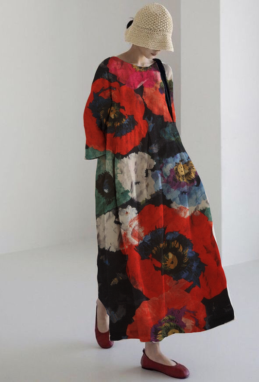 Vestido Floral Vibrante Midi