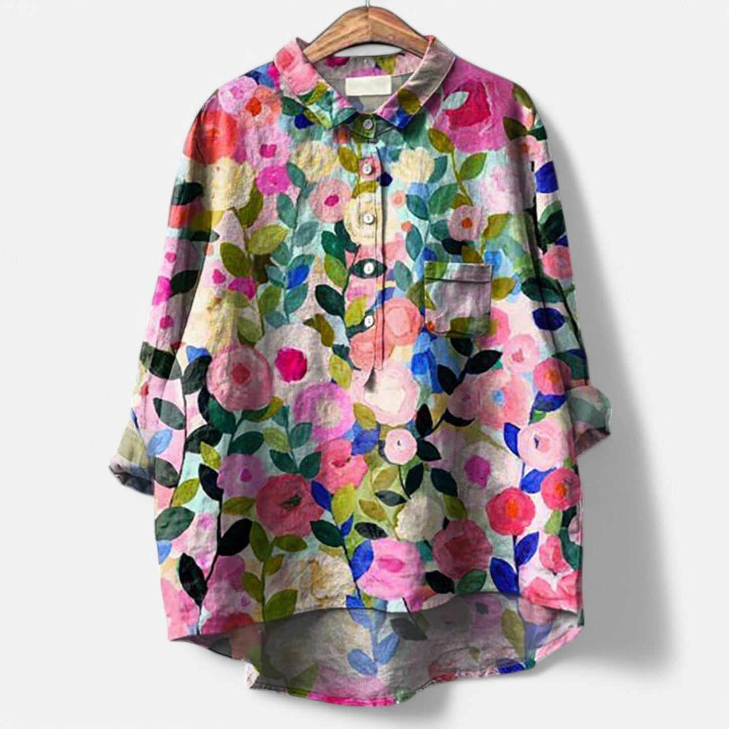 Dog-Print Artistic Blouse