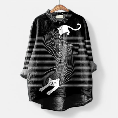 Dog-Print Artistic Blouse