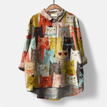 Dog-Print Artistic Blouse