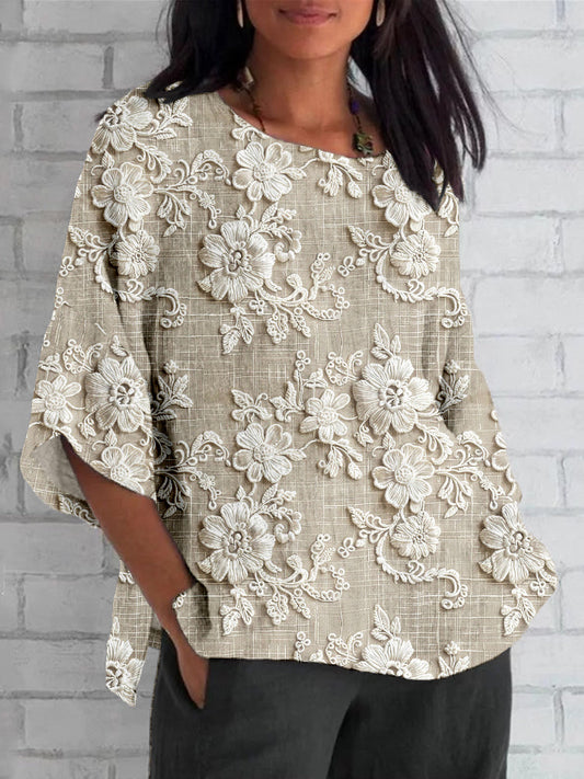 Blusa Floral Vintage Ajuste-Relajado