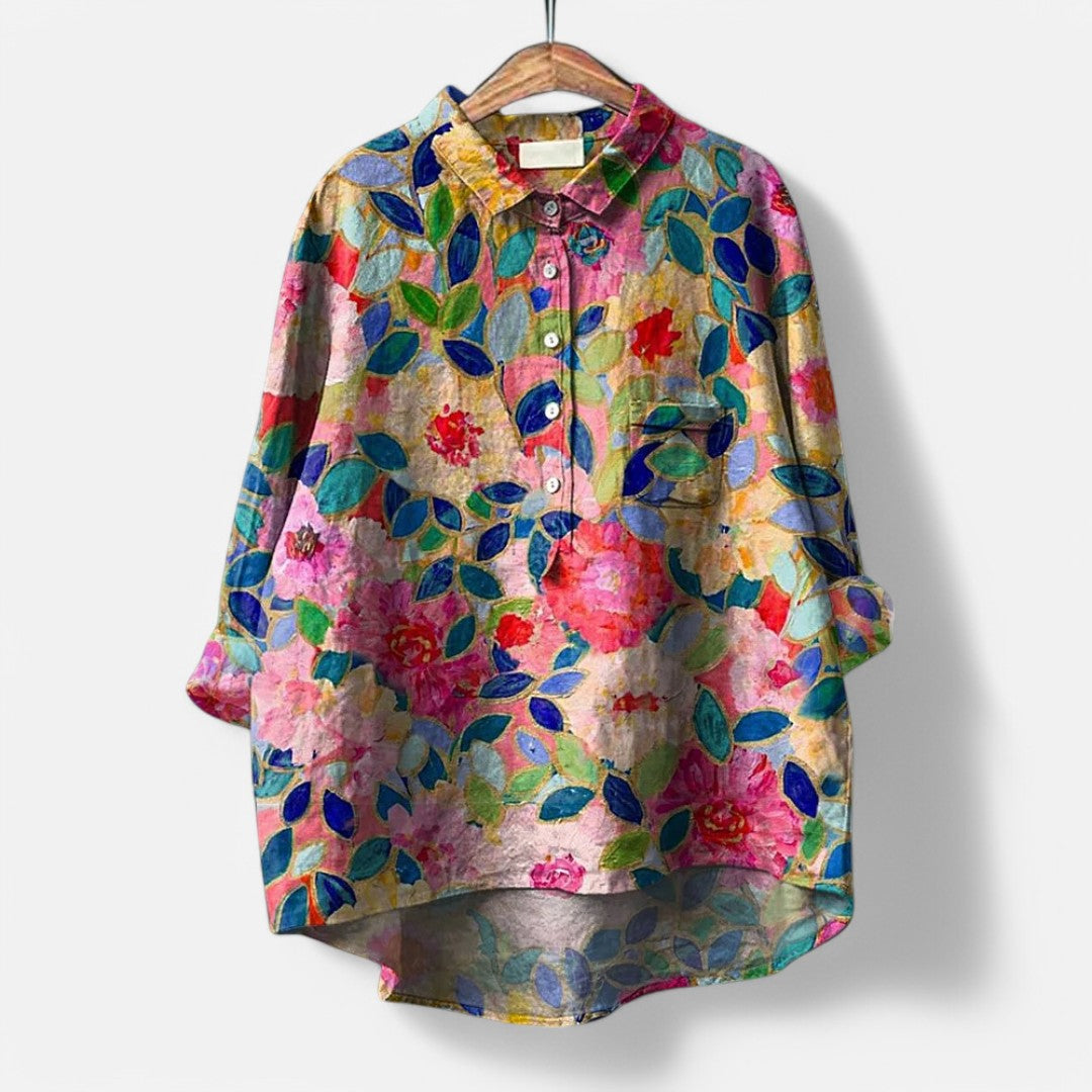 Dog-Print Artistic Blouse