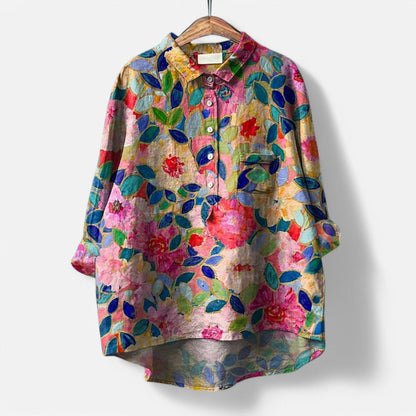 Dog-Print Artistic Blouse