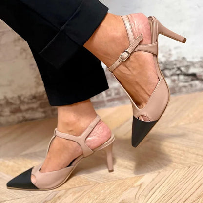 Elegancia-T-Bar Zapatos de Punta