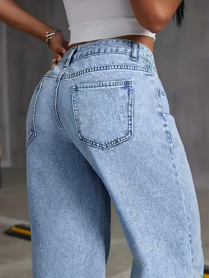 Pantalón Recto Azul Confort-Elástico