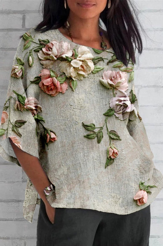 Blusa Floral-3D Favorecedora