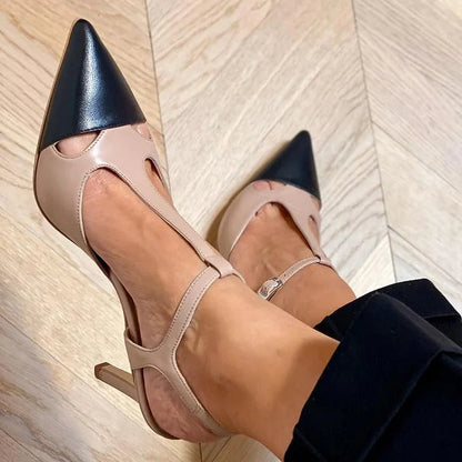 Elegancia-T-Bar Zapatos de Punta