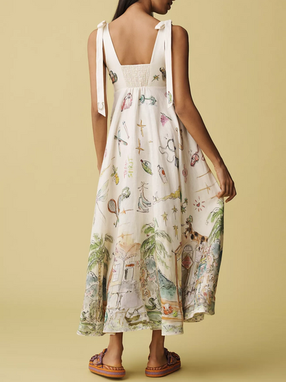 Vestido Midi con Cordones