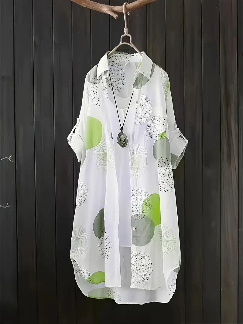 Blusa Geométrica Caída-Fluida