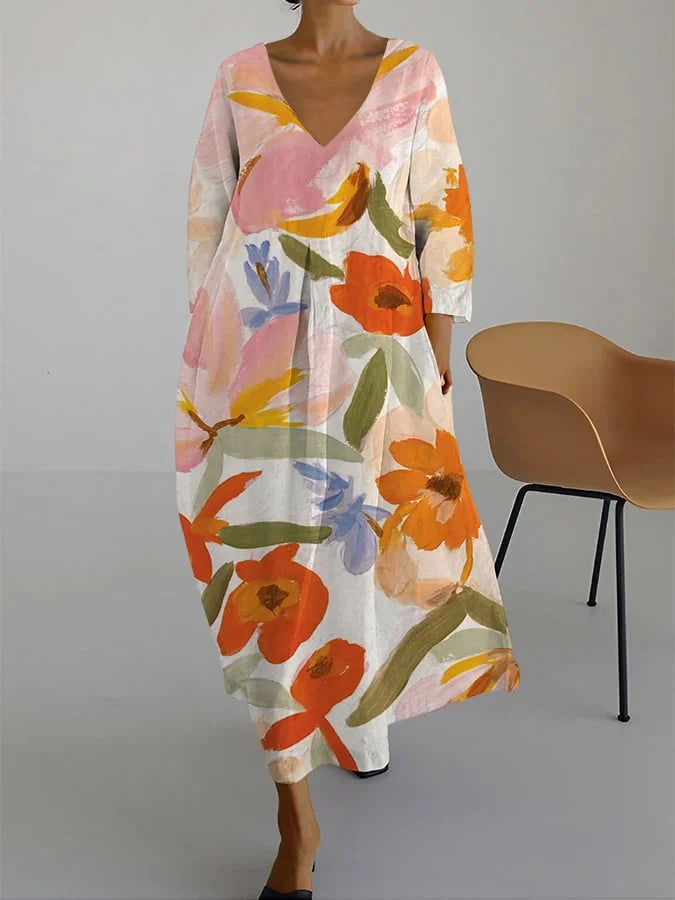 Verano Floral V-Neck Dress