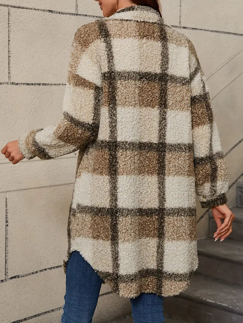 Chaqueta Larga Cuadros Fácil-Cuidado