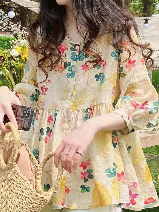 Blusa Floral Corte-Favorecedor