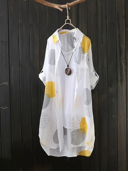Blusa Geométrica Caída-Fluida