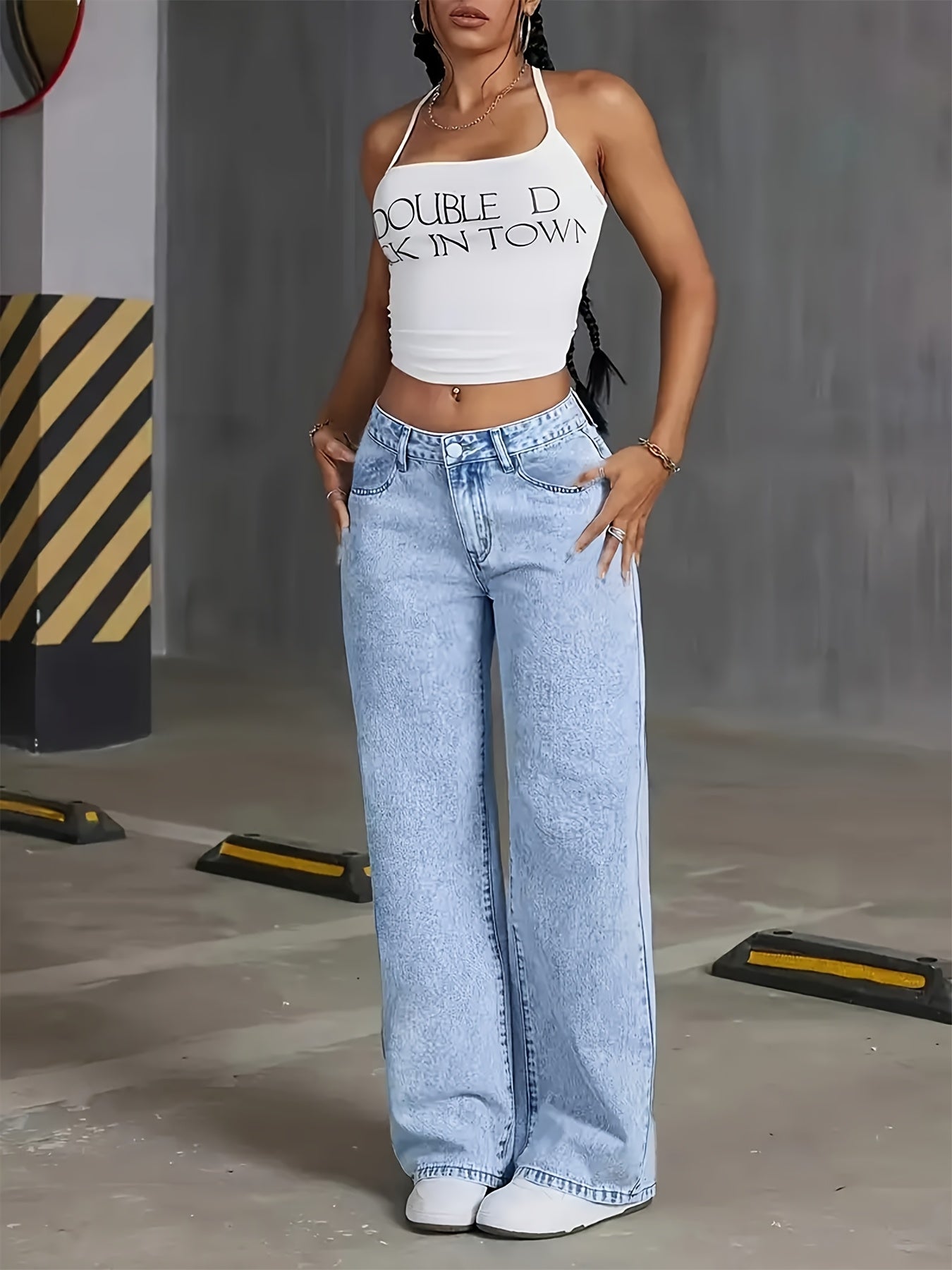 Pantalón Recto Azul Confort-Elástico
