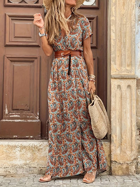 Elegancia Floral Maxi Vestido