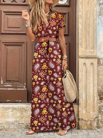 Elegancia Floral Maxi Vestido
